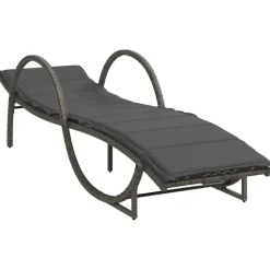 MAISON EXCLUSIVE - Chaise longue avec coussin gris 60x199x42 cm résine tressée