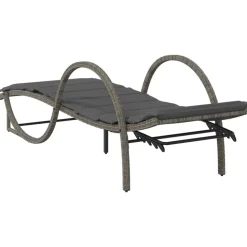 MAISON EXCLUSIVE - Chaise longue avec coussin gris 60x199x42 cm résine tressée