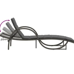 MAISON EXCLUSIVE - Chaise longue avec coussin gris 60x199x42 cm résine tressée