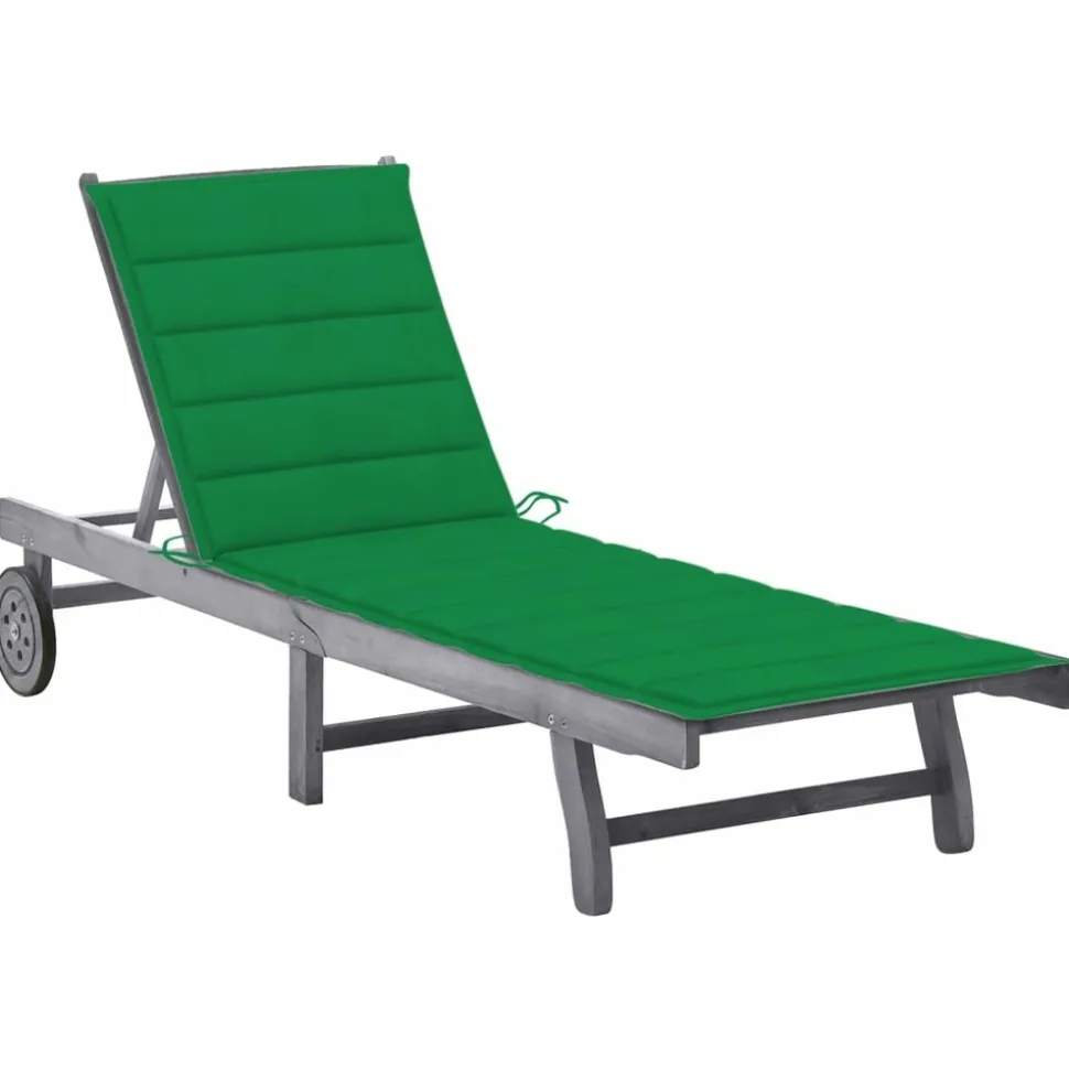 MAISON EXCLUSIVE - Chaise longue de jardin avec coussin gris bois d'acacia solide
