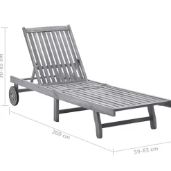 MAISON EXCLUSIVE - Chaise longue de jardin avec coussin gris bois d'acacia solide