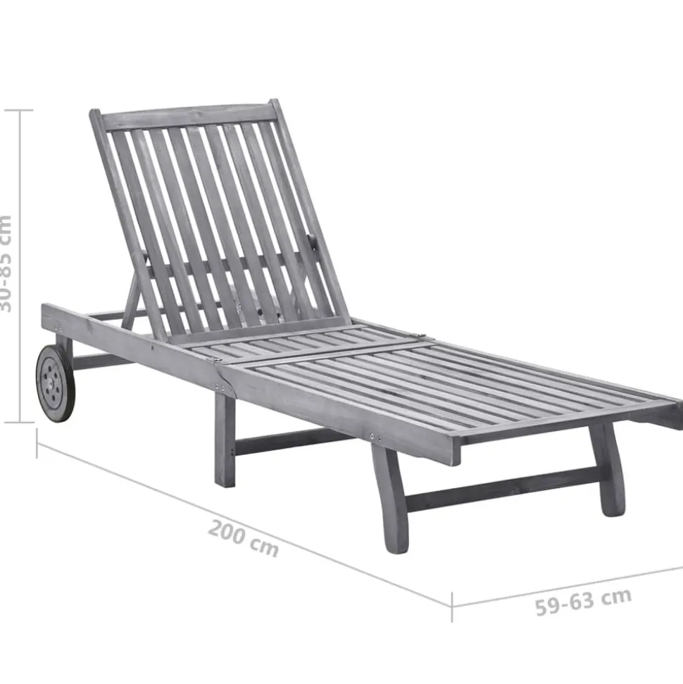 MAISON EXCLUSIVE - Chaise longue de jardin avec coussin gris bois d'acacia solide