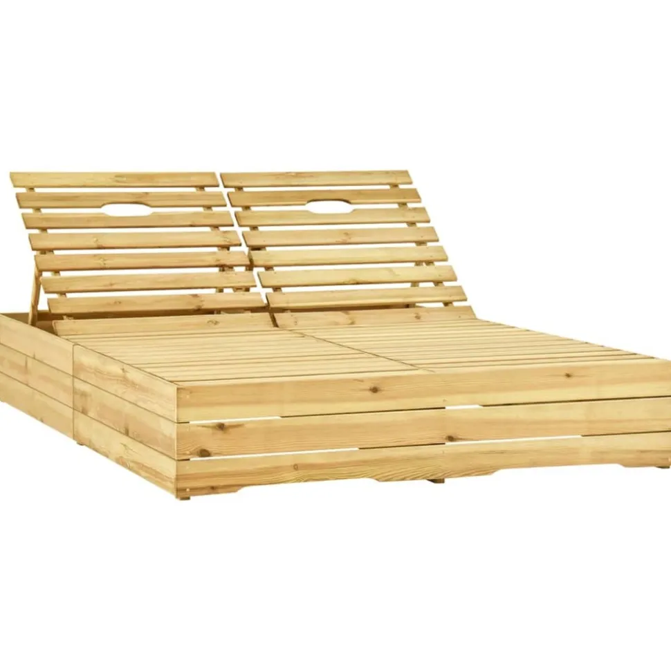 MAISON EXCLUSIVE - Chaise longue double et coussins bordeaux bois de pin imprégné