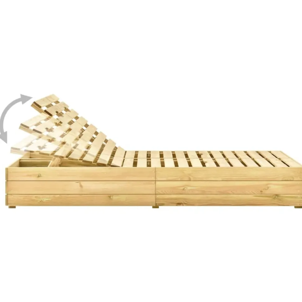 MAISON EXCLUSIVE - Chaise longue double et coussins bordeaux bois de pin imprégné