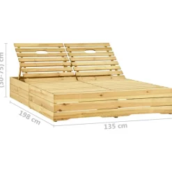 MAISON EXCLUSIVE - Chaise longue double et coussins bordeaux bois de pin imprégné