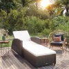 MAISON EXCLUSIVE - Chaise longue avec coussin blanc crème résine tressée noir
