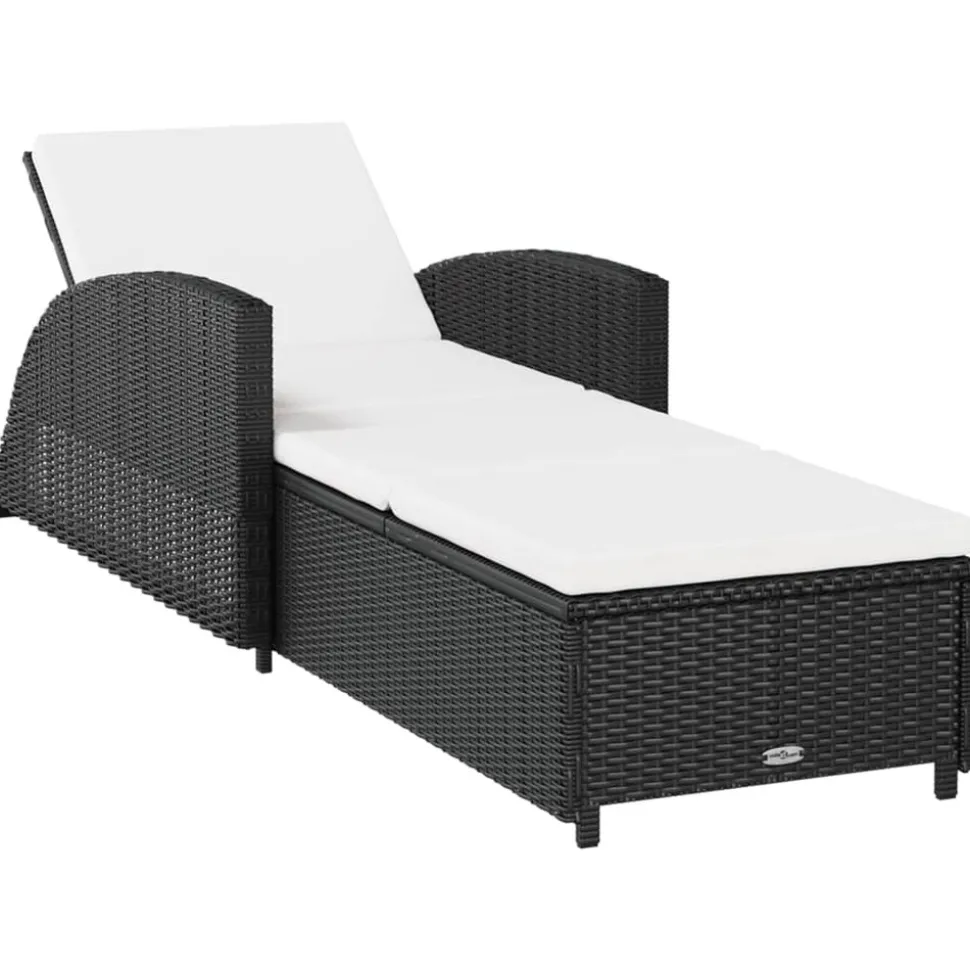 MAISON EXCLUSIVE - Chaise longue avec coussin blanc crème résine tressée noir