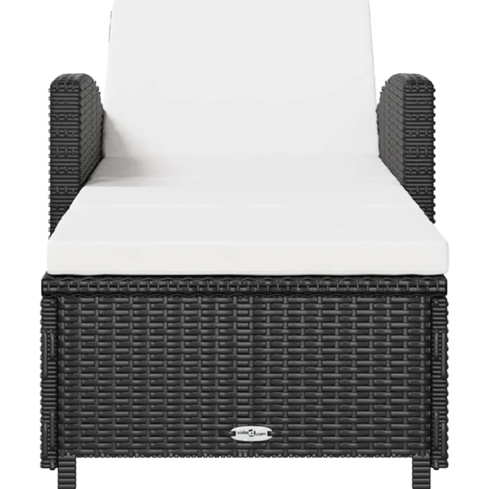 MAISON EXCLUSIVE - Chaise longue avec coussin blanc crème résine tressée noir
