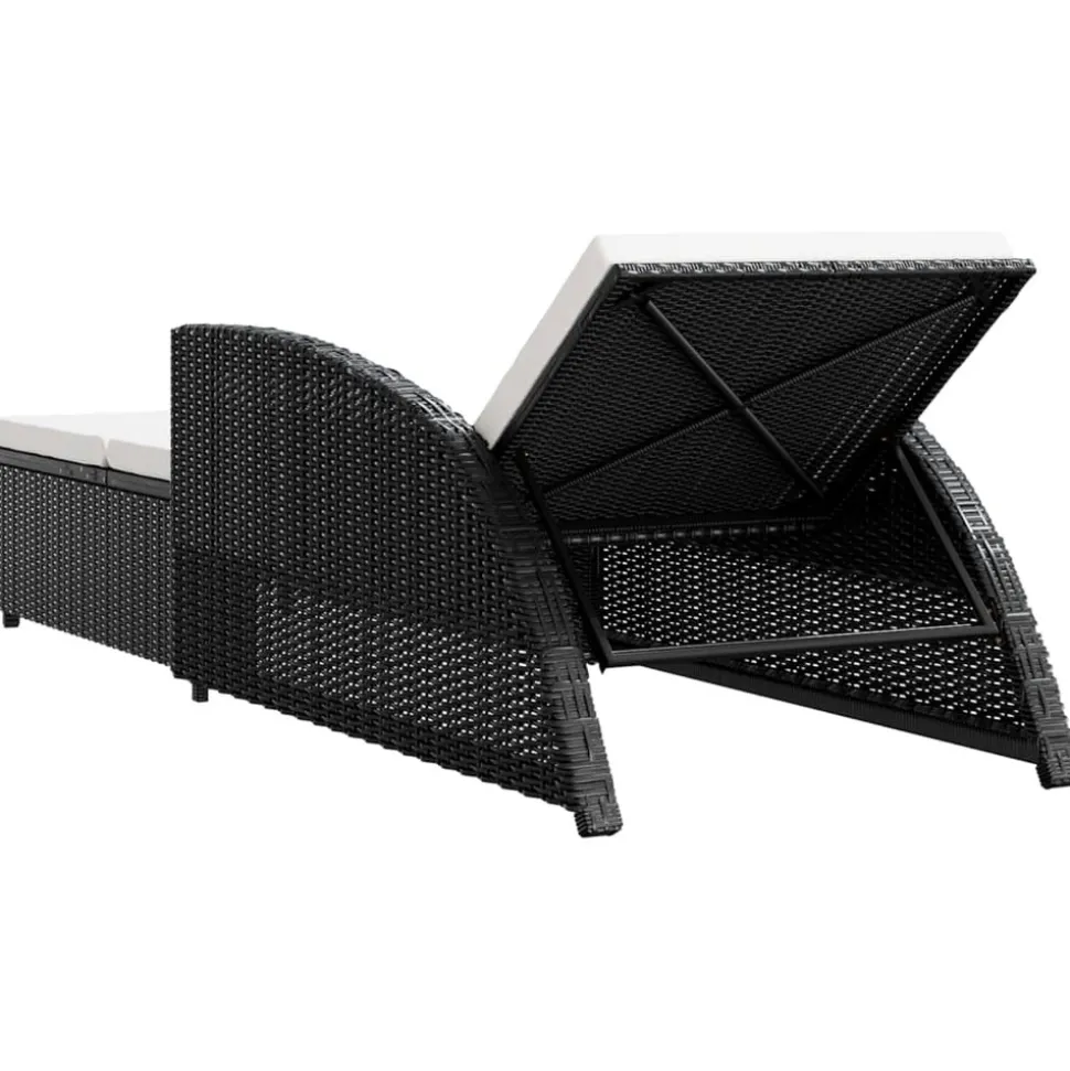MAISON EXCLUSIVE - Chaise longue avec coussin blanc crème résine tressée noir