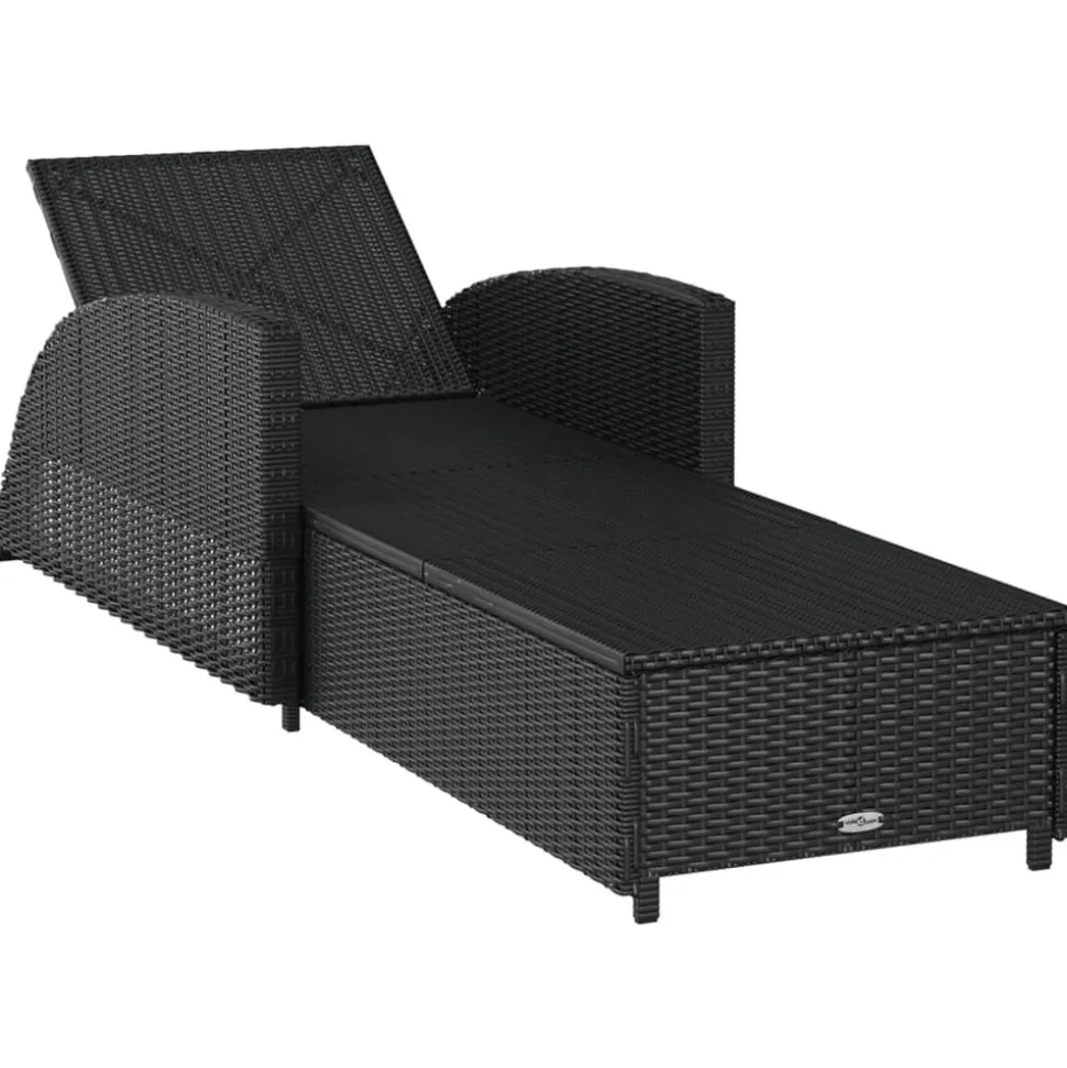 MAISON EXCLUSIVE - Chaise longue avec coussin blanc crème résine tressée noir