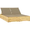 MAISON EXCLUSIVE - Chaise longue double et coussins beige bois de pin imprégné