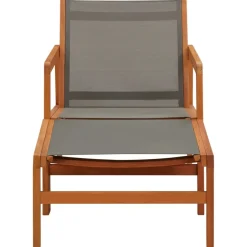 MAISON EXCLUSIVE - Chaise de jardin et repose-pied gris eucalyptus et textilène