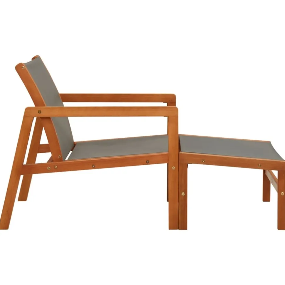 MAISON EXCLUSIVE - Chaise de jardin et repose-pied gris eucalyptus et textilène