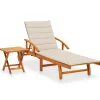 MAISON EXCLUSIVE - Chaise longue de jardin avec table et coussin bois d'acacia