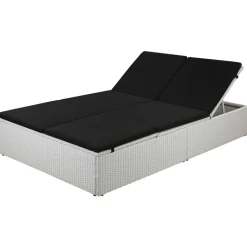 MAISON EXCLUSIVE - Chaise longue avec coussin résine tressée noir