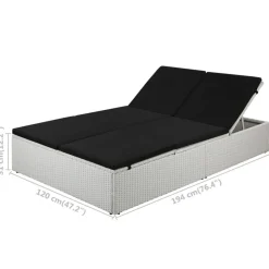 MAISON EXCLUSIVE - Chaise longue avec coussin résine tressée noir