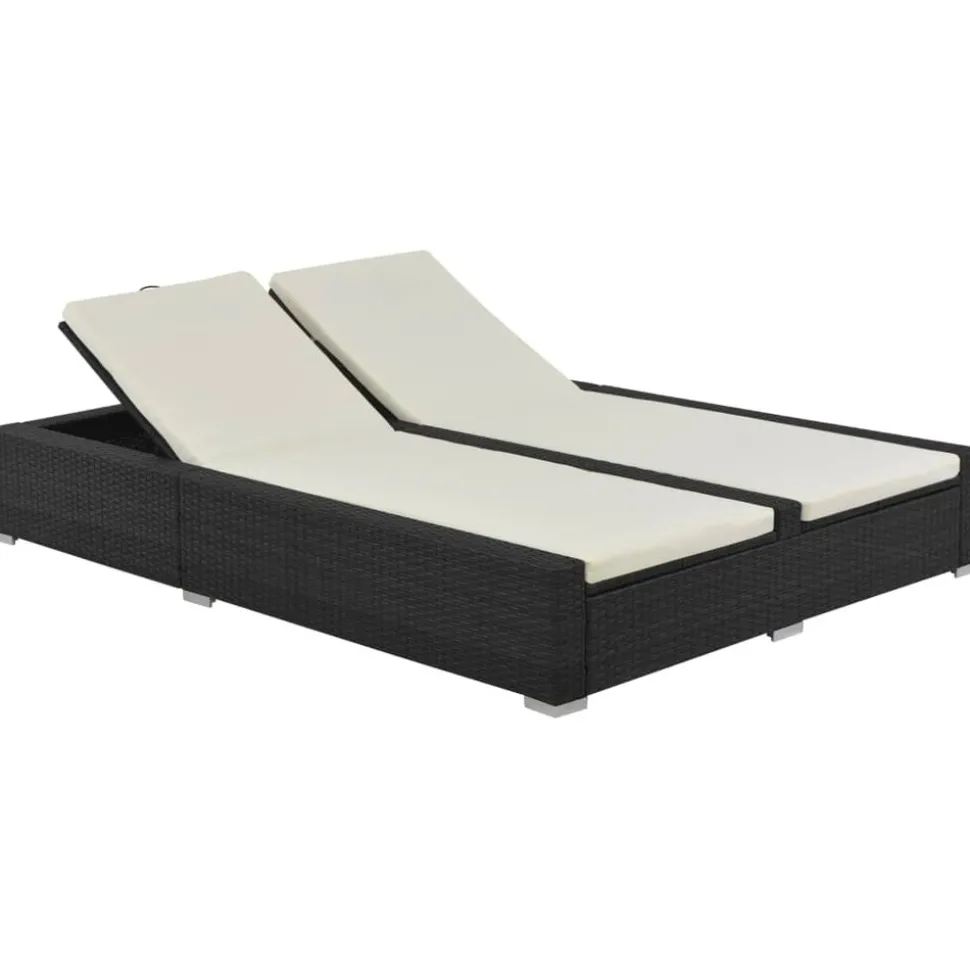 MAISON EXCLUSIVE - Chaise longue double résine tressée noir