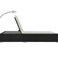 MAISON EXCLUSIVE - Chaise longue double résine tressée noir