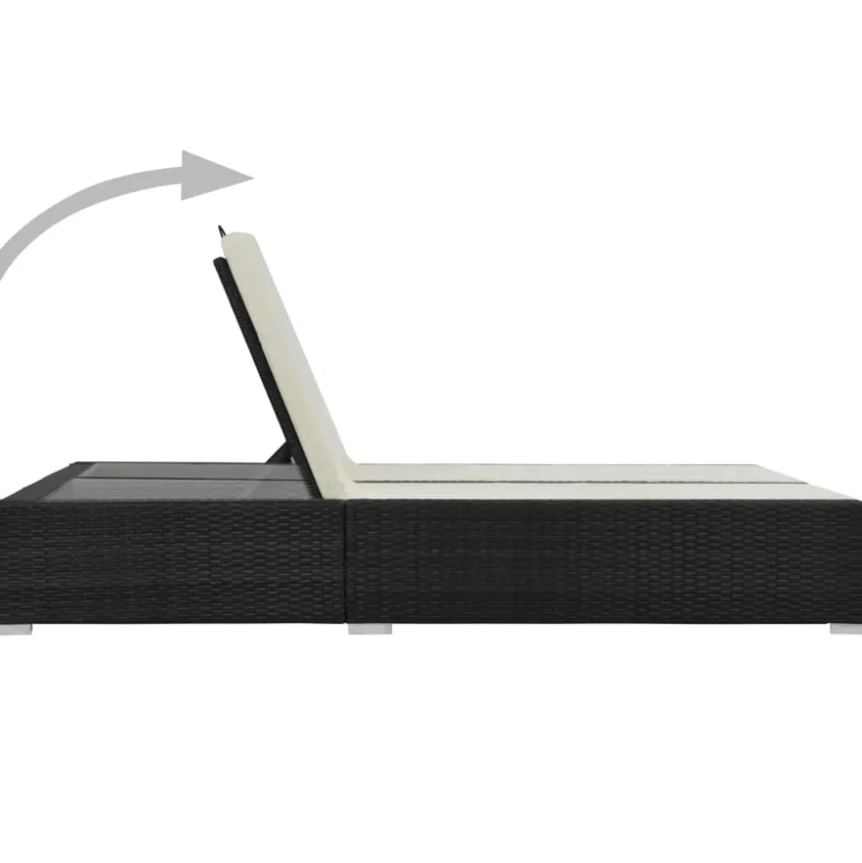MAISON EXCLUSIVE - Chaise longue double résine tressée noir
