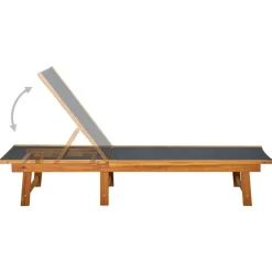 MAISON EXCLUSIVE - Chaise longue bois d'acacia solide et textilène