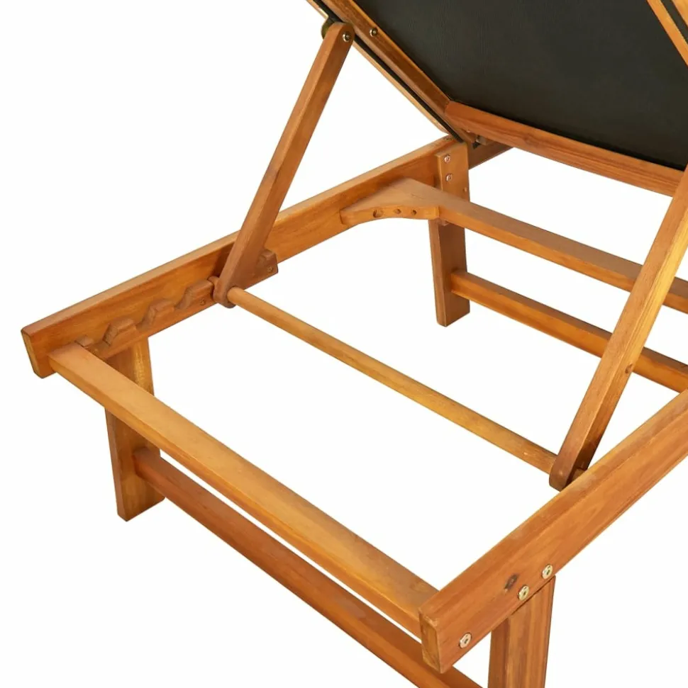 MAISON EXCLUSIVE - Chaise longue bois d'acacia solide et textilène