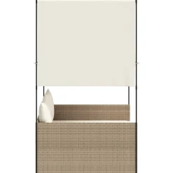 MAISON EXCLUSIVE - Chaise longue double avec toit et rideaux beige résine tressée