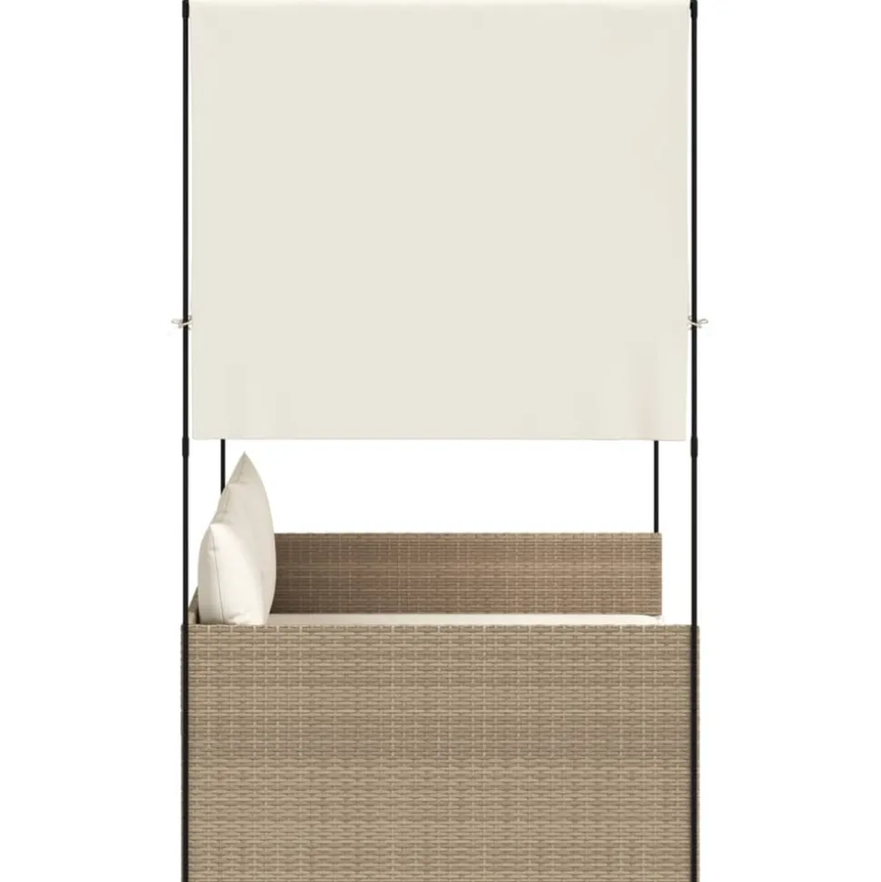 MAISON EXCLUSIVE - Chaise longue double avec toit et rideaux beige résine tressée