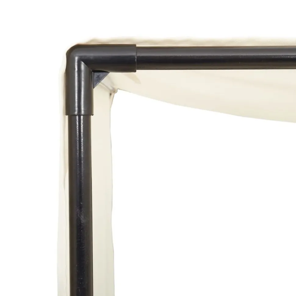 MAISON EXCLUSIVE - Chaise longue double avec toit et rideaux beige résine tressée