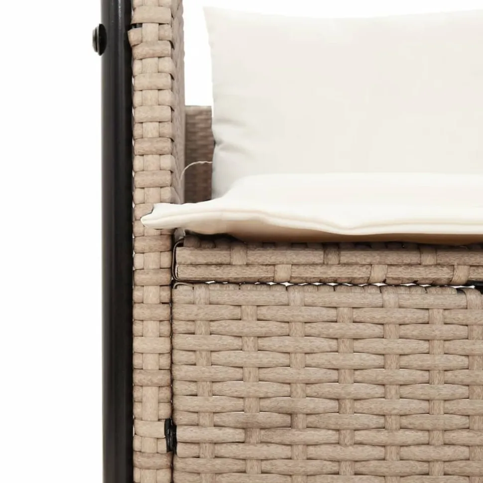 MAISON EXCLUSIVE - Chaise longue double avec toit et rideaux beige résine tressée