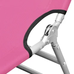 MAISON EXCLUSIVE - Chaise longue pliable avec coussin de tête acier rose magento
