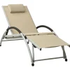 MAISON EXCLUSIVE - Chaise longue avec oreiller textilène crème