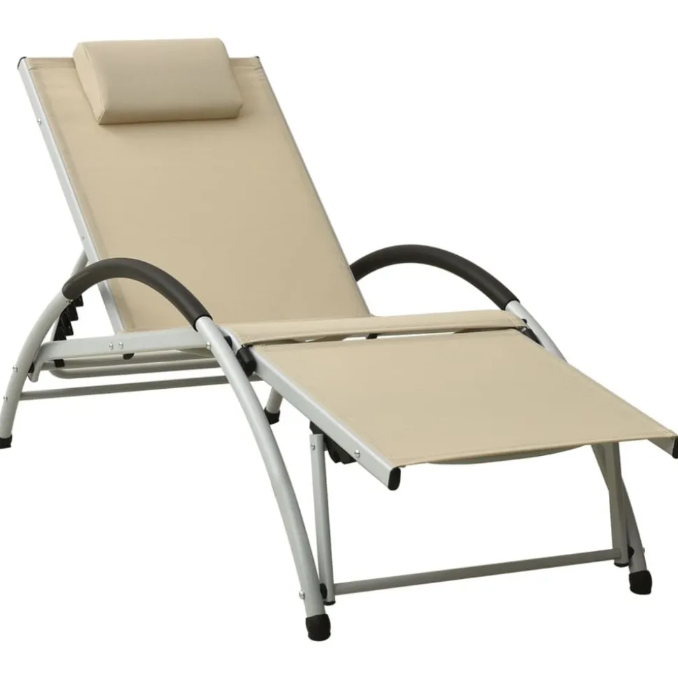 MAISON EXCLUSIVE - Chaise longue avec oreiller textilène crème