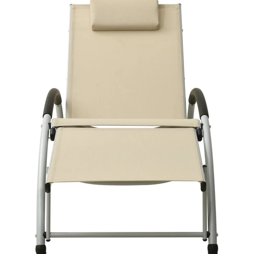 MAISON EXCLUSIVE - Chaise longue avec oreiller textilène crème