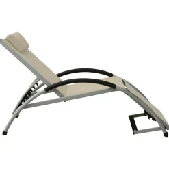 MAISON EXCLUSIVE - Chaise longue avec oreiller textilène crème