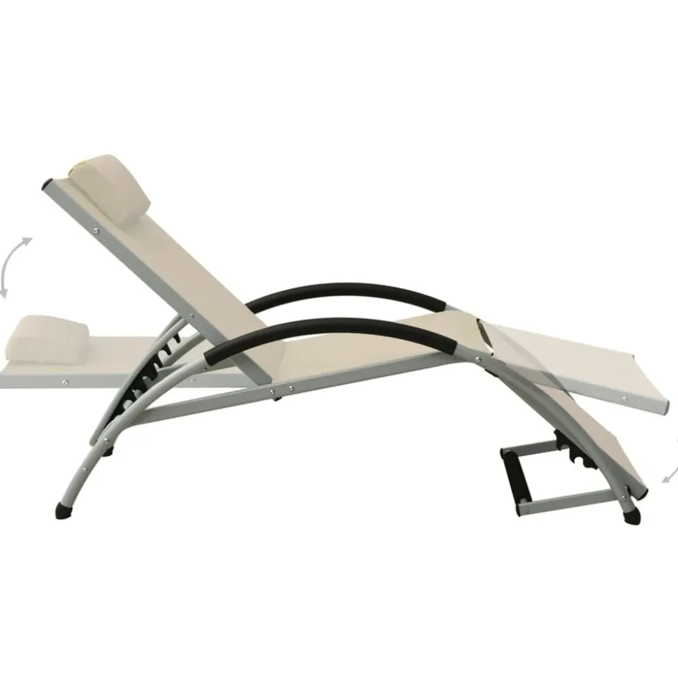 MAISON EXCLUSIVE - Chaise longue avec oreiller textilène crème