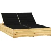 MAISON EXCLUSIVE - Chaise longue double et coussins noir bois de pin imprégné