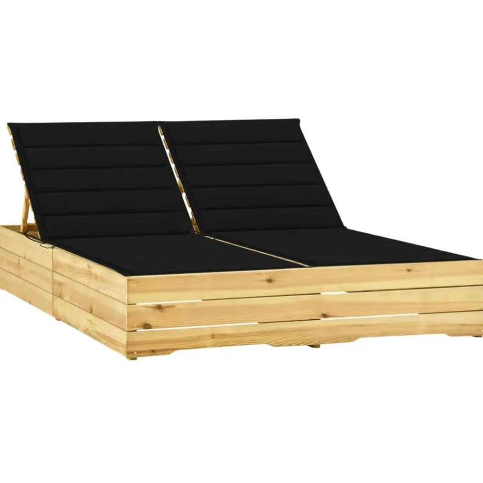MAISON EXCLUSIVE - Chaise longue double et coussins noir bois de pin imprégné