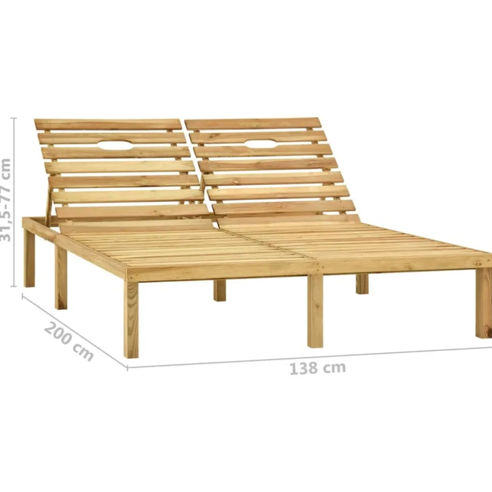 MAISON EXCLUSIVE - Chaise longue double et coussins gris bois de pin imprégné