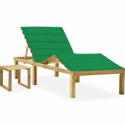 MAISON EXCLUSIVE - Chaise longue de jardin avec table et coussin pin imprégné
