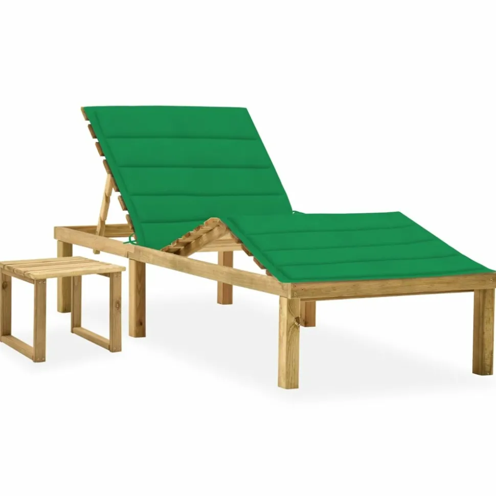 MAISON EXCLUSIVE - Chaise longue de jardin avec table et coussin pin imprégné