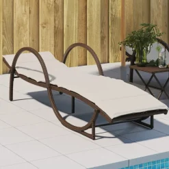 MAISON EXCLUSIVE - Chaise longue avec coussin marron 60x199x42 cm résine tressée