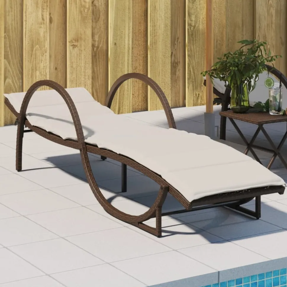MAISON EXCLUSIVE - Chaise longue avec coussin marron 60x199x42 cm résine tressée