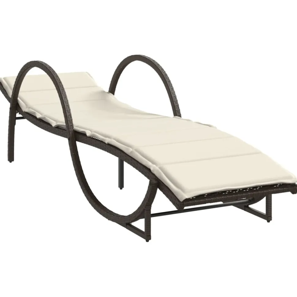 MAISON EXCLUSIVE - Chaise longue avec coussin marron 60x199x42 cm résine tressée