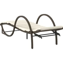 MAISON EXCLUSIVE - Chaise longue avec coussin marron 60x199x42 cm résine tressée
