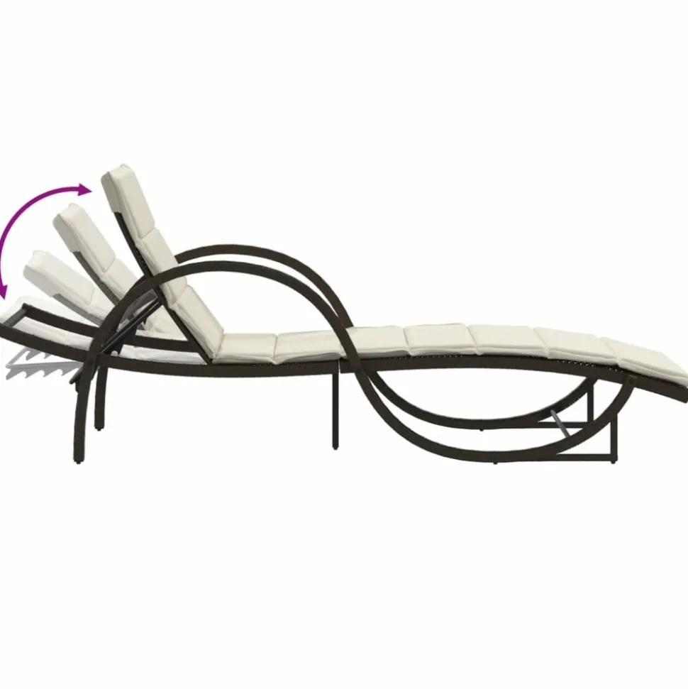 MAISON EXCLUSIVE - Chaise longue avec coussin marron 60x199x42 cm résine tressée