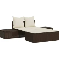 MAISON EXCLUSIVE - Chaise longue double avec coussins marron résine tressée