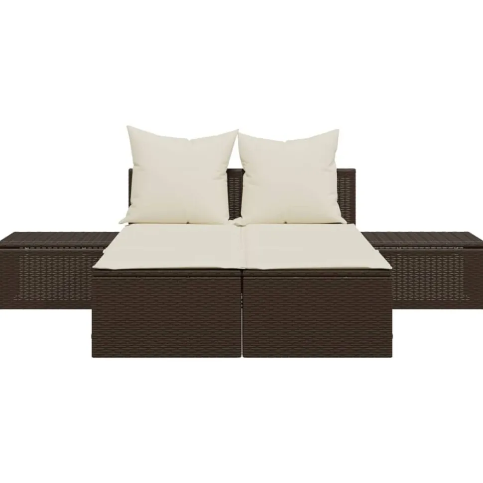 MAISON EXCLUSIVE - Chaise longue double avec coussins marron résine tressée