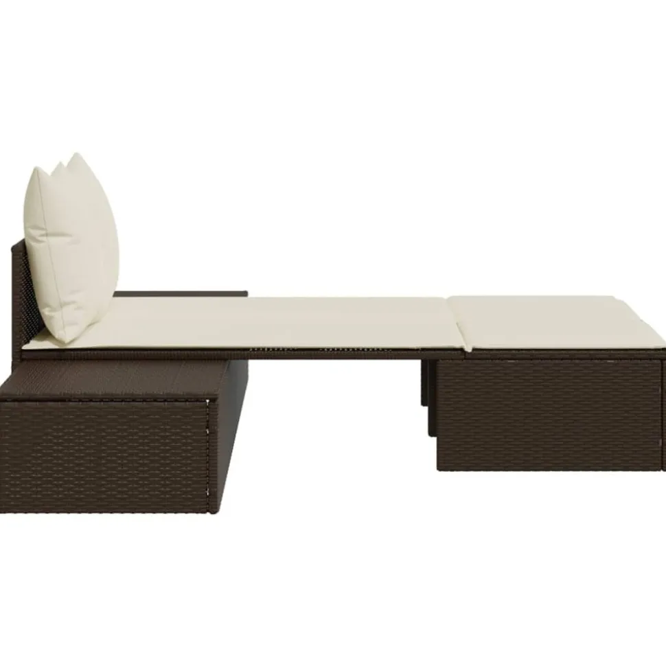 MAISON EXCLUSIVE - Chaise longue double avec coussins marron résine tressée