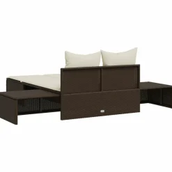 MAISON EXCLUSIVE - Chaise longue double avec coussins marron résine tressée