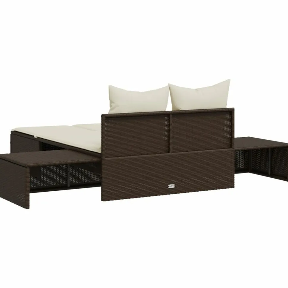 MAISON EXCLUSIVE - Chaise longue double avec coussins marron résine tressée
